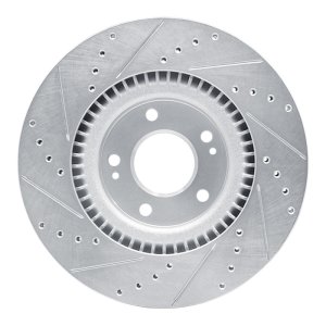 Kia Cadenza Brake Rotor (1) - Front Right - R1 Concepts - Drilled & Slotted - Silver - `17-`20